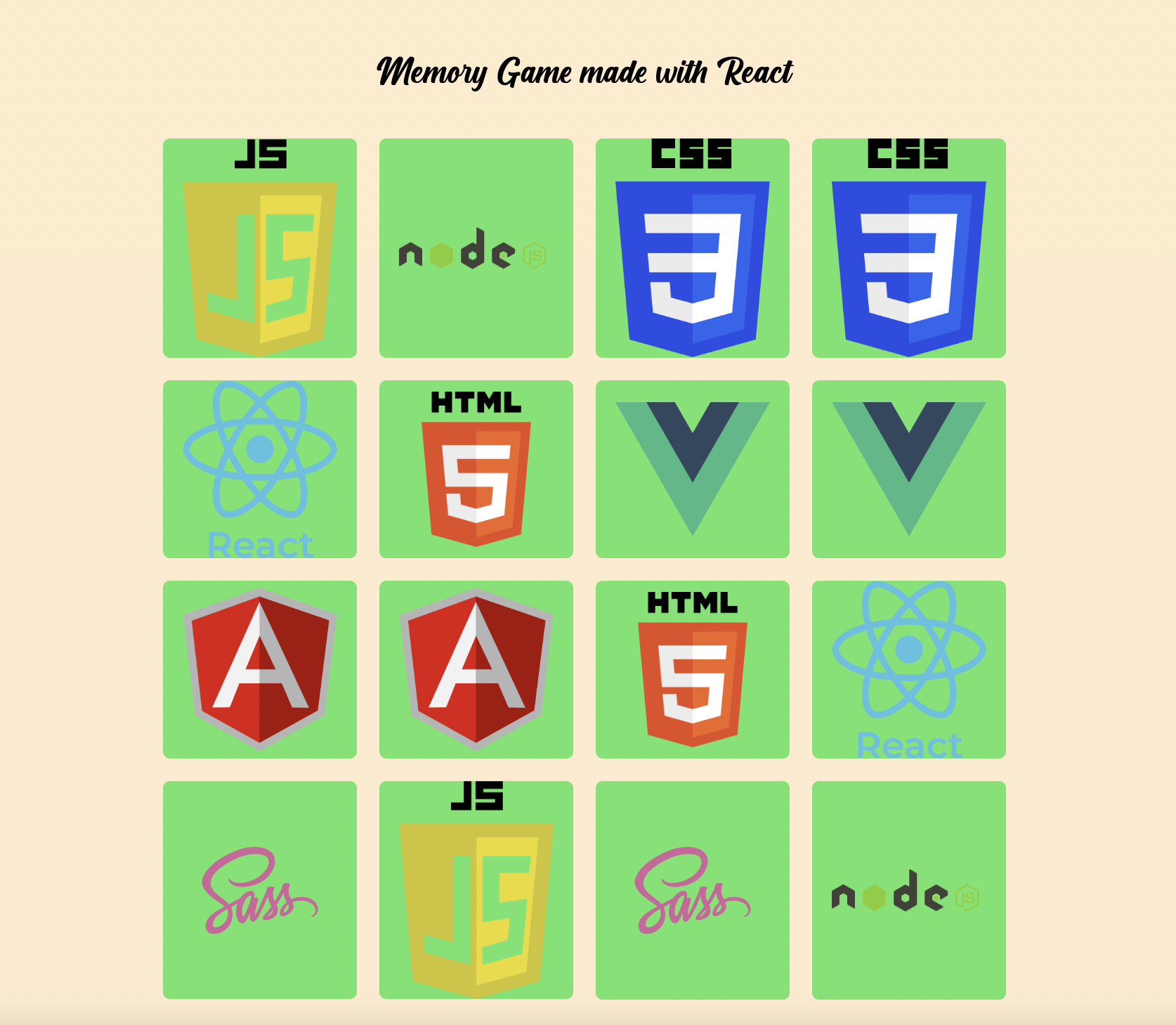 React Memory Game